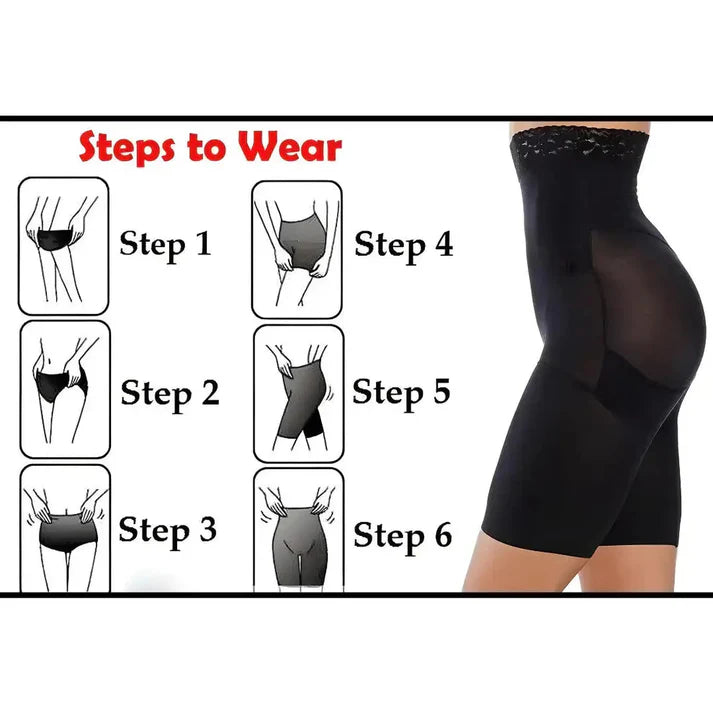 4-in-1 Shaper - Quick Slim Shape Wear Tummy, Back, Thighs, Hips - Black/Effective Seamless Tummy Tucker